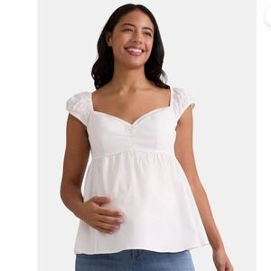 Time and Tru Maternity Cap Sleeve Babydoll Top XXL (20) White New‎ NWT